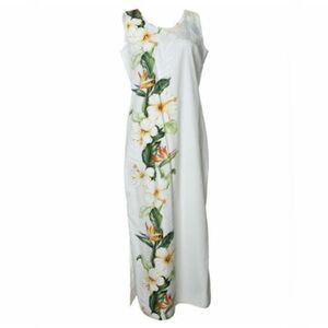KY’S Sz 2XL Maxi Dress with Side Slits 100% Cotton Floral Unlined Made in Hawaii